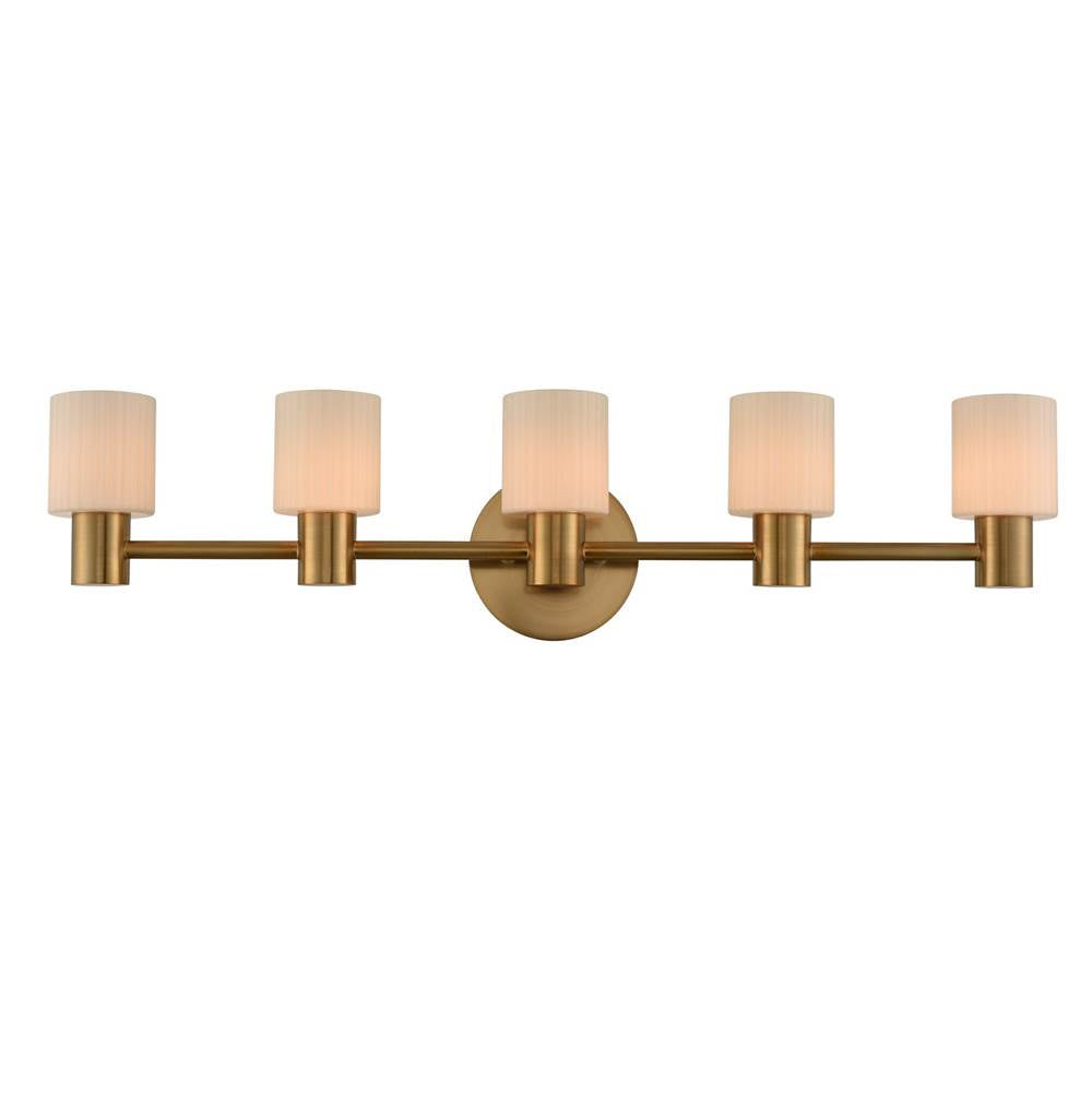Kalco Lighting Harlowe 34-in 5 Light Socket Winter Brass Vanity Light