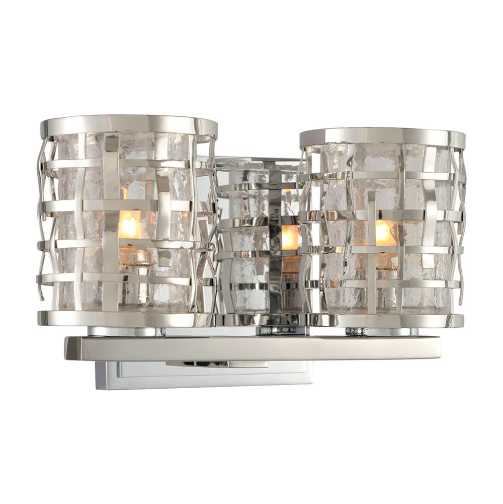 Kalco Lighting Bridgeport 9.5-in 2 Light Socket Polished Stainless Steel Bath Wall Sconce