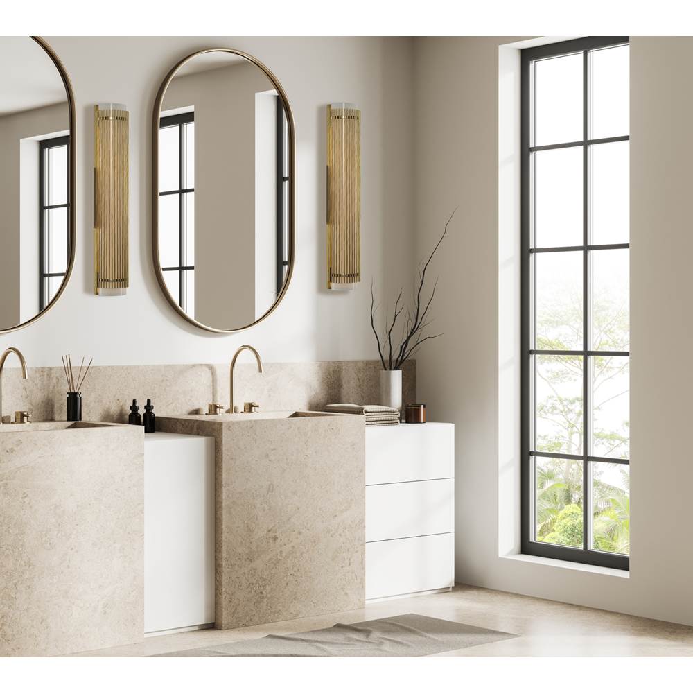 Kalco Lighting Edgewater 26-in 1 Light Led Vintage Pearlized Brass Vanity Light