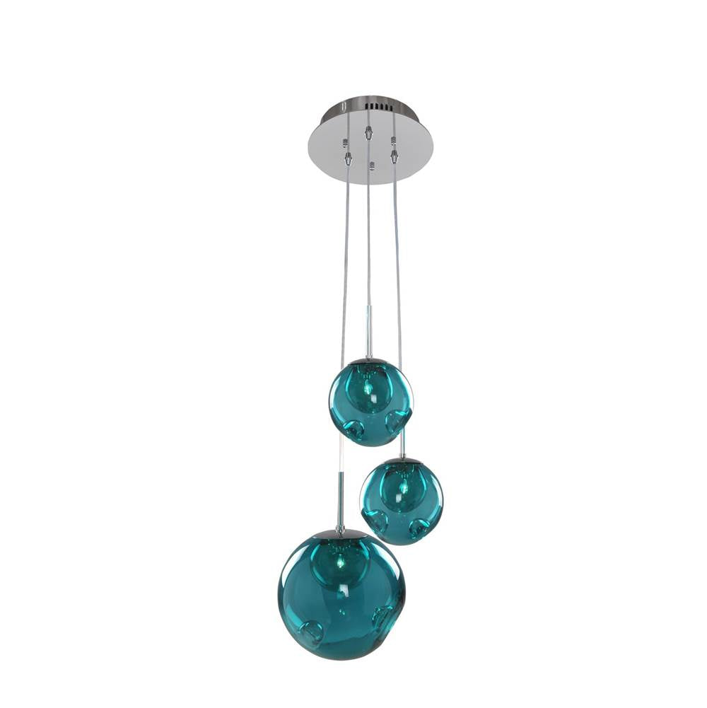 Kalco Lighting Meteor 10-in 3 Light Socket Polished Chrome Pendant