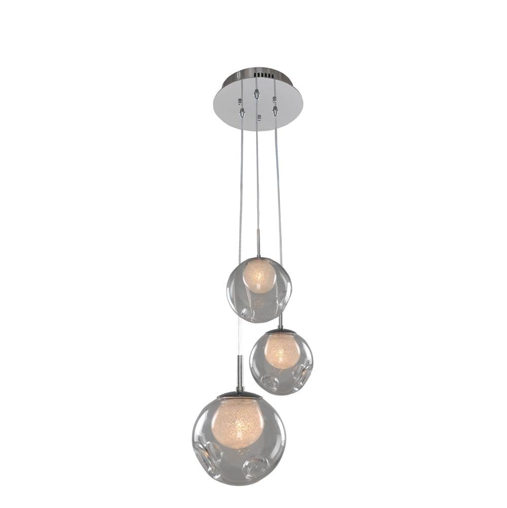 Kalco Lighting Meteor 10-in 3 Light Socket Polished Chrome Pendant