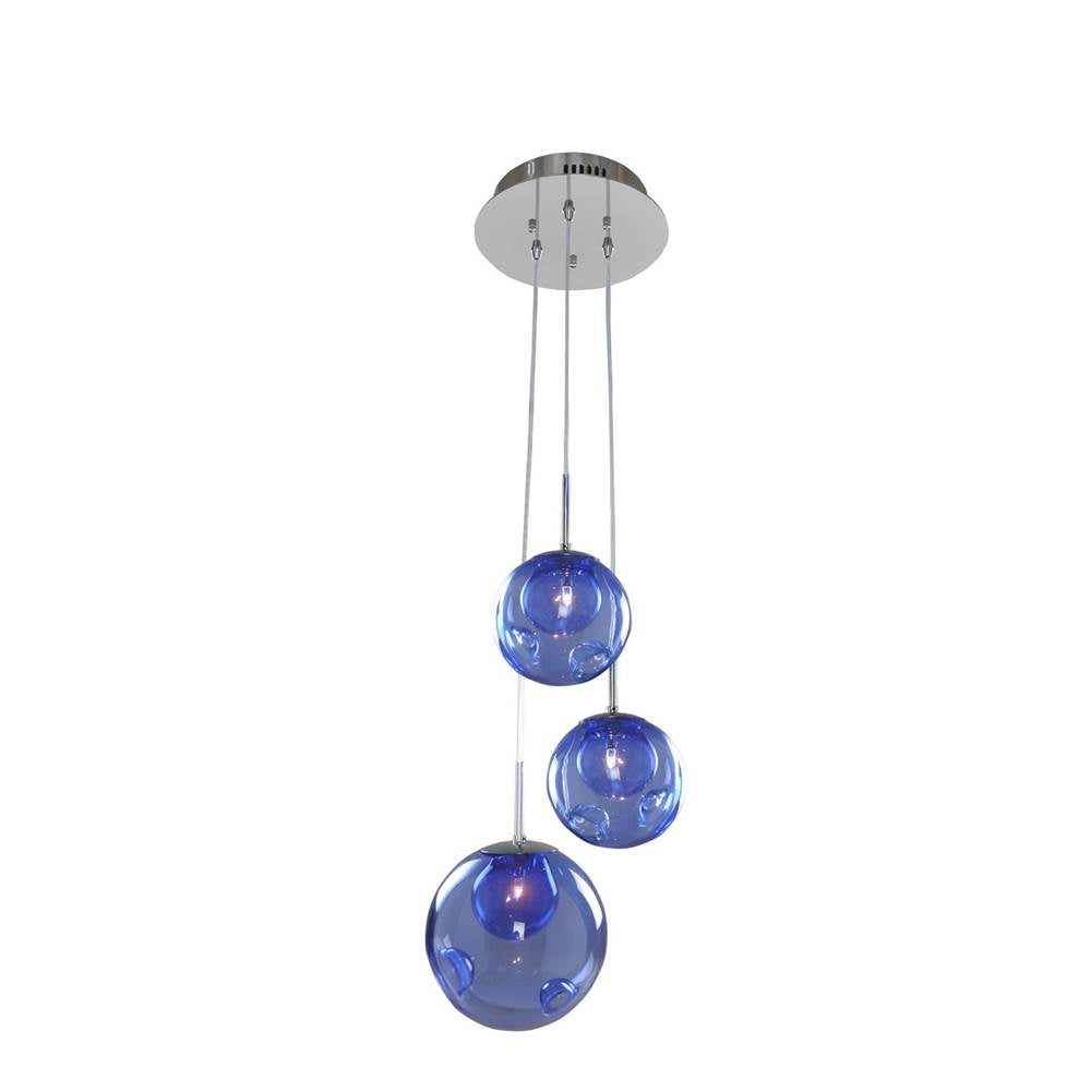 Kalco Lighting Meteor 10-in 3 Light Socket Polished Chrome Pendant