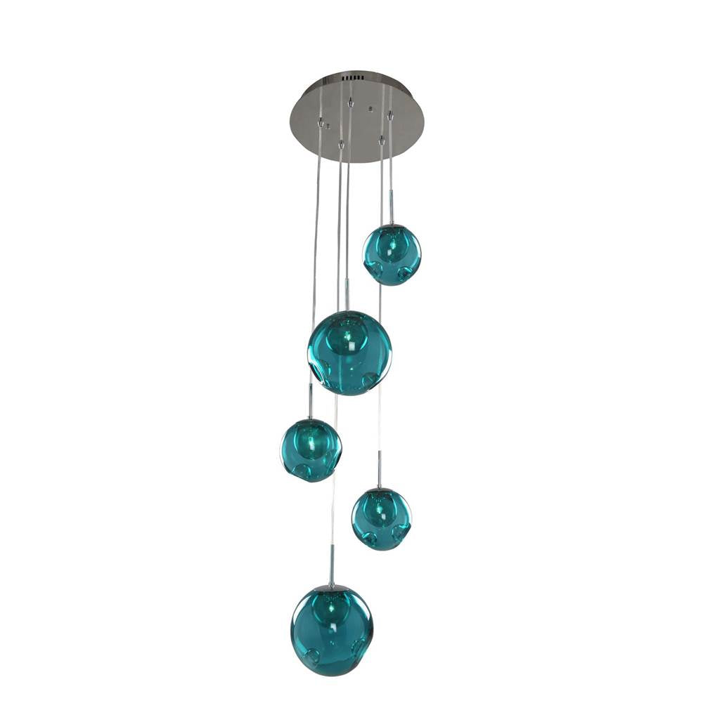 Kalco Lighting Meteor 15-in 5 Light Socket Polished Chrome Multi-pendant