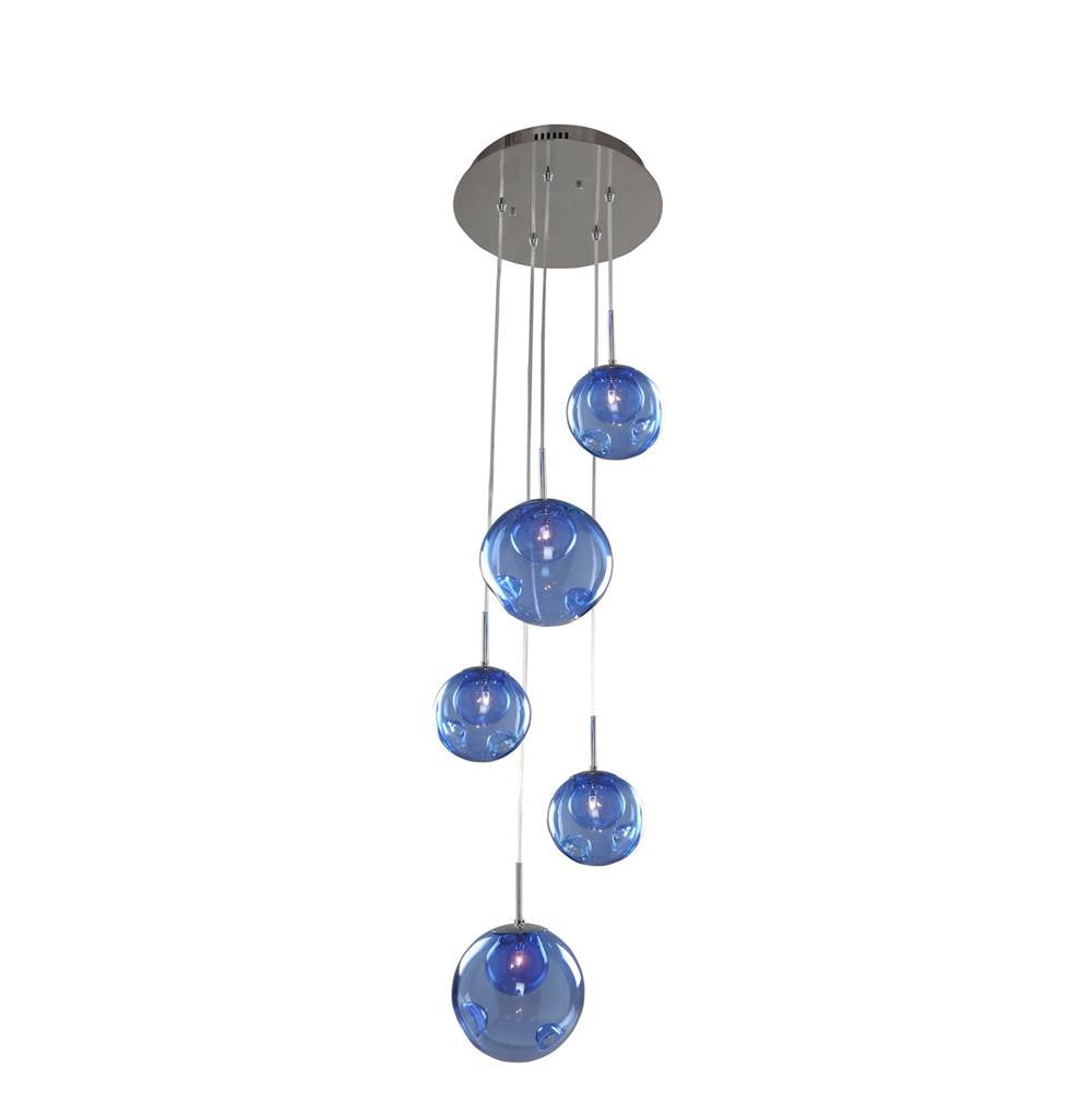 Kalco Lighting Meteor 15-in 5 Light Socket Polished Chrome Multi-pendant