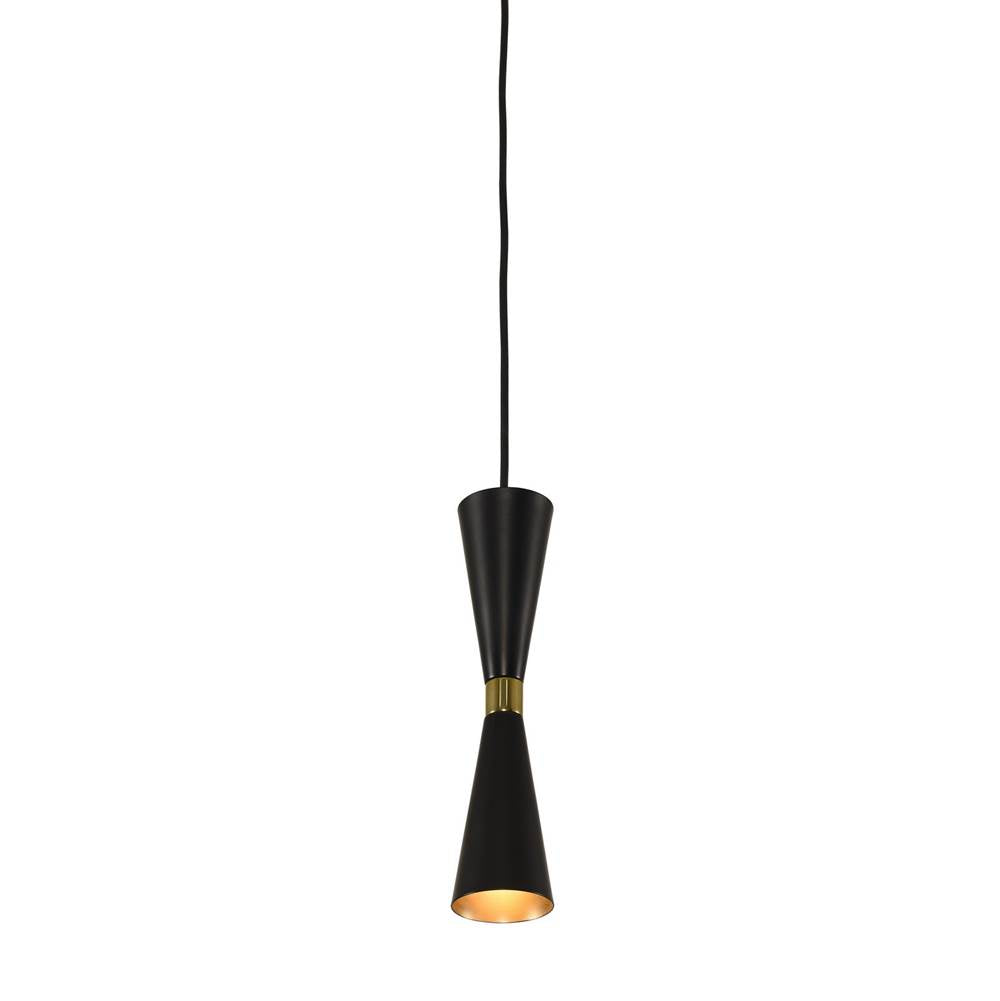 Kalco Lighting Milo 5-in 1 Light Socket Matte Black W/ Vintage Brass Pendant
