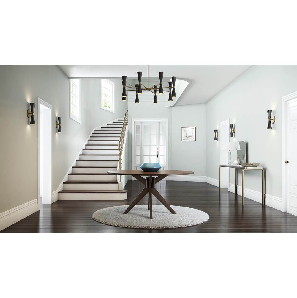 Kalco Lighting Milo 35-in 12 Light Socket Matte Black W/ Vintage Brass Chandelier