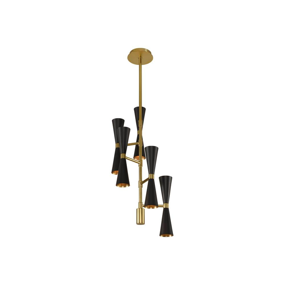 Kalco Lighting Milo 10-in 10 Light Socket Matte Black W/ Vintage Brass Chandelier
