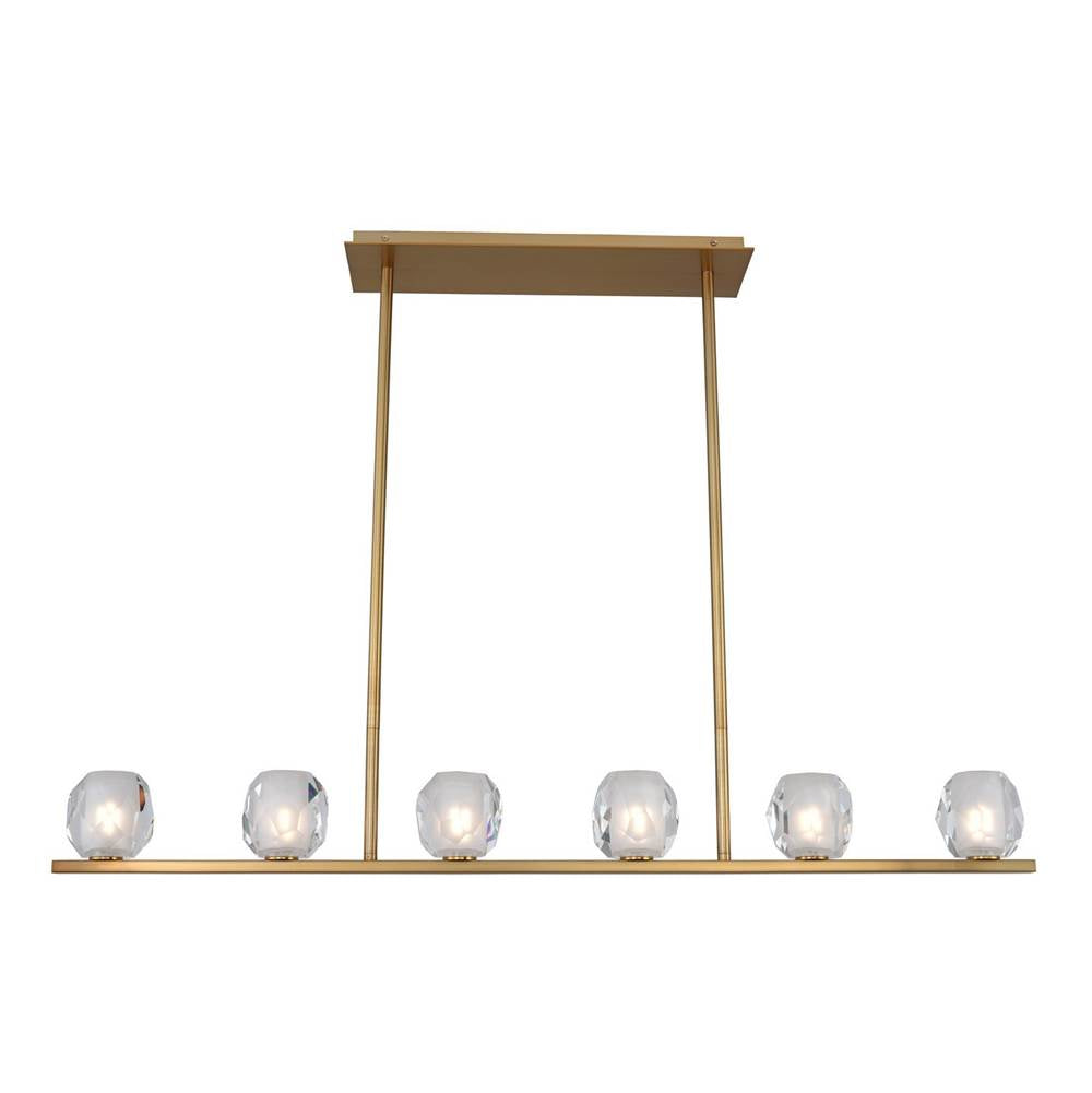 Kalco Lighting Stella 46-in 6 Light Socket Winter Brass Linear Pendant