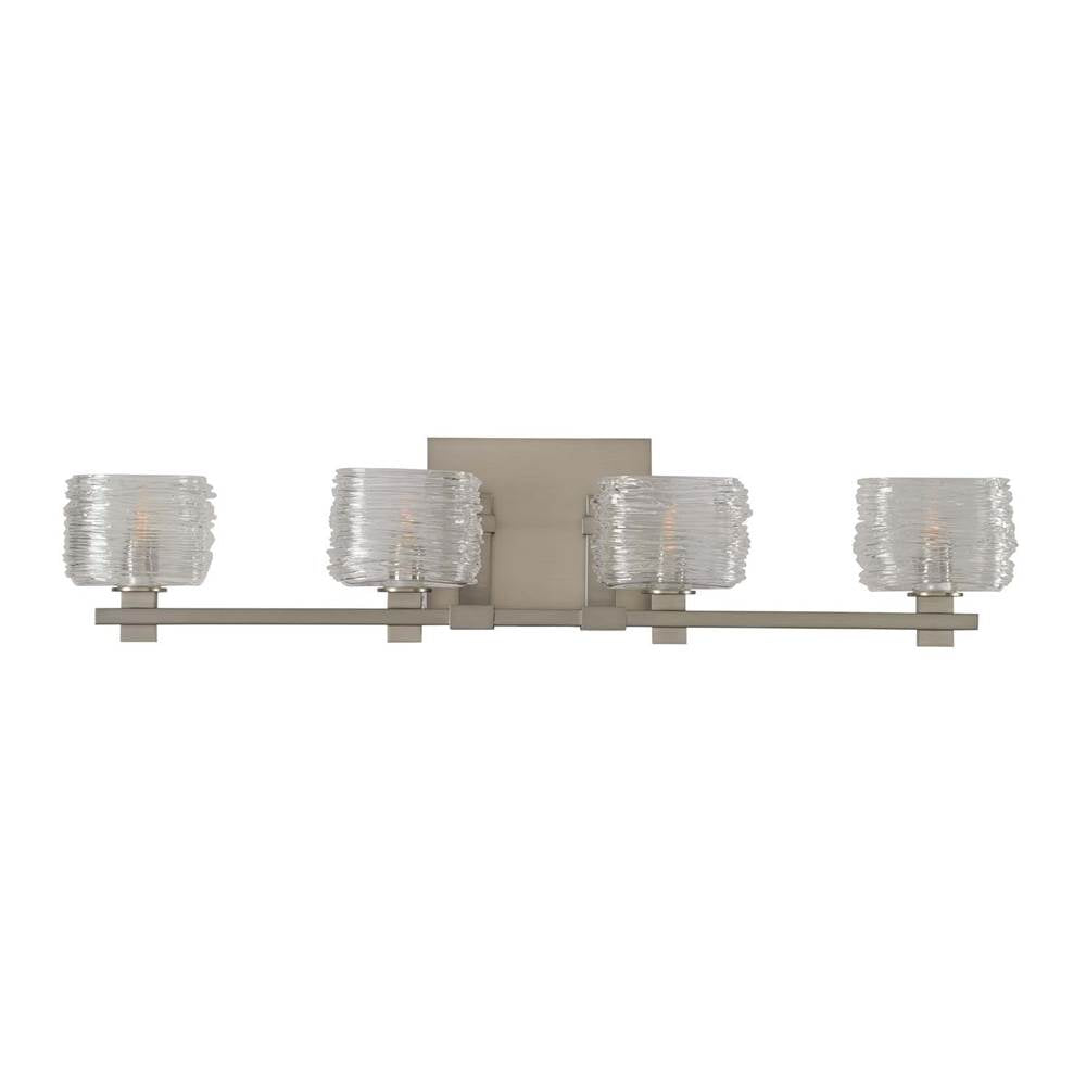 Kalco Lighting Clearwater 29-in 4 Light Socket Satin Nickel Vanity Light