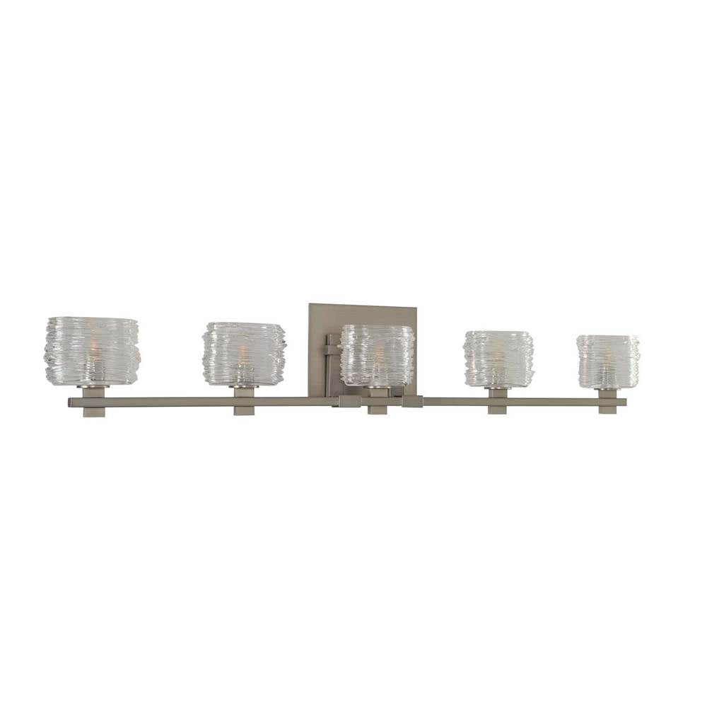 Kalco Lighting Clearwater 37-in 5 Light Socket Satin Nickel Vanity Light