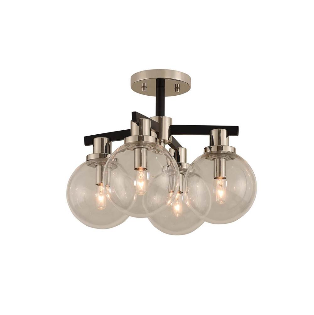 Kalco Lighting Cameo 16-in 4 Light Socket Matte Black W/ Polished Nickel Semi-flush Mount