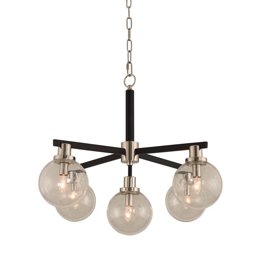 Kalco Lighting Cameo 28-in 5 Light Socket Matte Black W/ Polished Nickel Multi-pendant