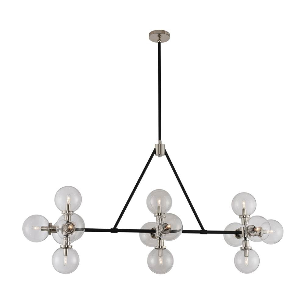 Kalco Lighting Cameo 60-in 14 Light Socket Matte Black W/ Polished Nickel Linear Pendant