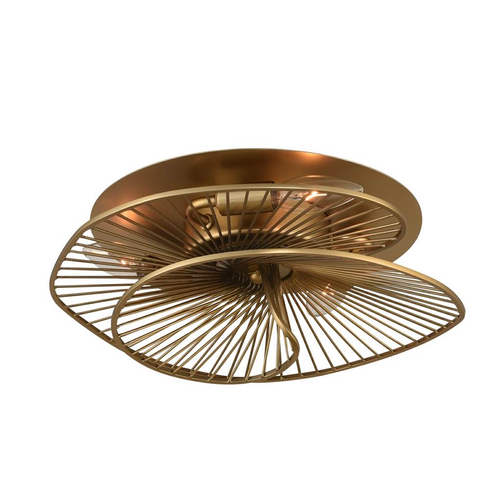 Kalco Lighting Aurora 14-in 3 Light Socket Nordic Brass Flush Mount