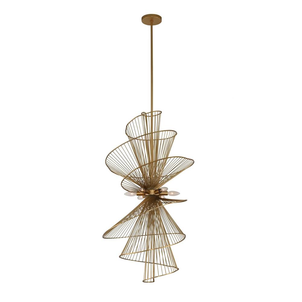 Kalco Lighting Aurora 24-in 6 Light Socket Nordic Brass Pendant