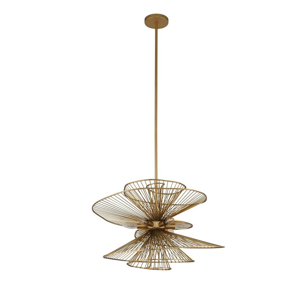 Kalco Lighting Aurora 26-in 6 Light Socket Nordic Brass Pendant
