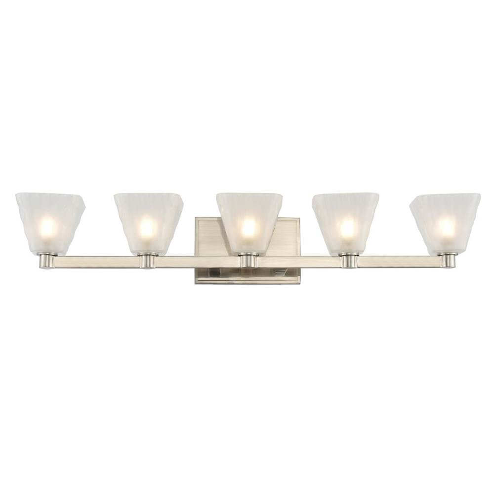 Kalco Lighting Weston 30-in 5 Light Socket Glazed Nickel Vanity Light