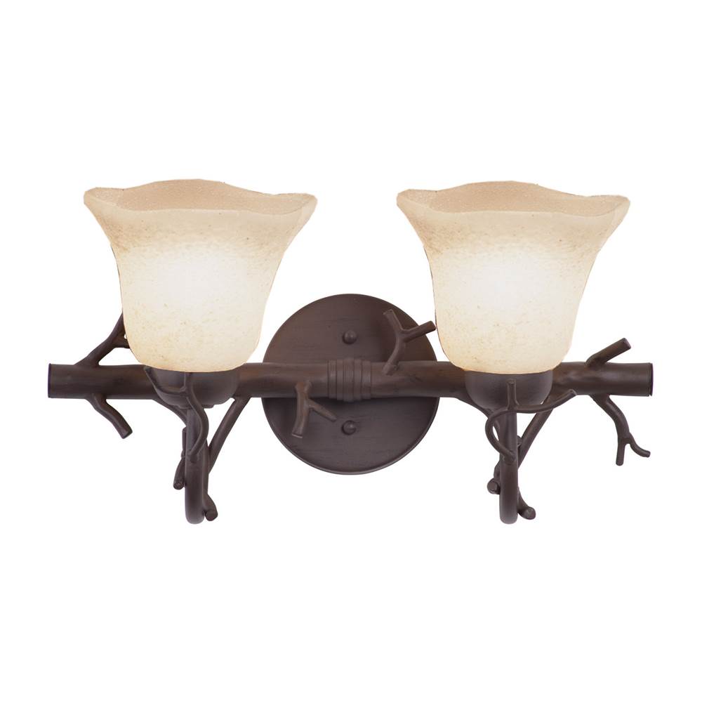 Kalco Lighting Vine 18-in 2 Light Socket Bark Bath Wall Sconce