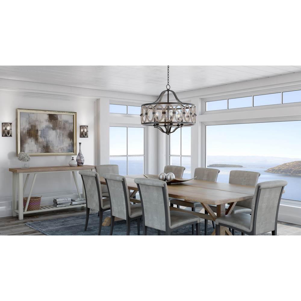 Kalco Lighting Belmont 38-in 6 Light Socket Florence Gold Outdoor Chandelier
