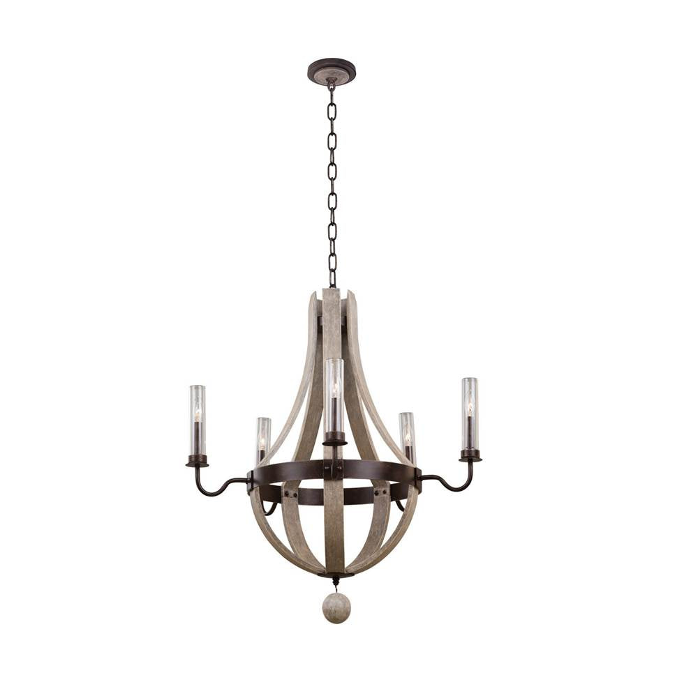 Kalco Lighting Harper 32-in 5 Light Socket Florence Gold Outdoor Chandelier