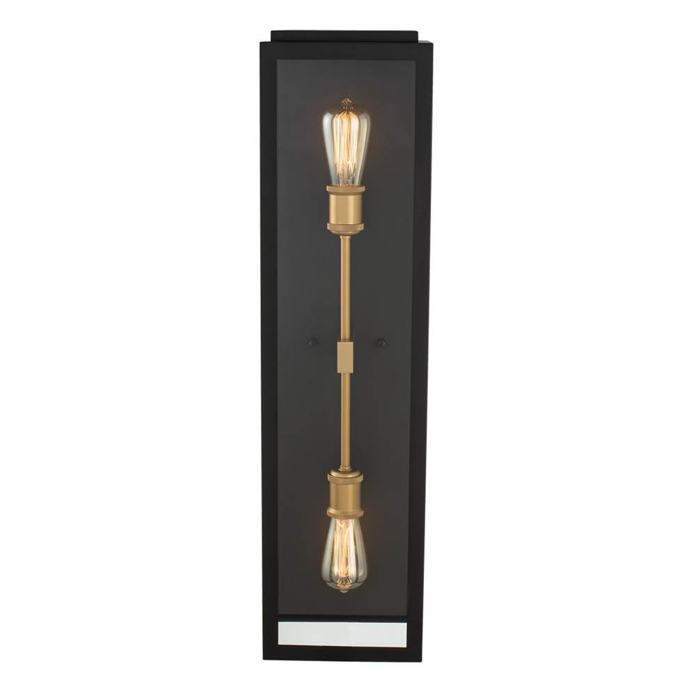 Kalco Lighting Ashland 31-in 2 Light Black W/ Sanded Gold Outdoor Wall Sconce