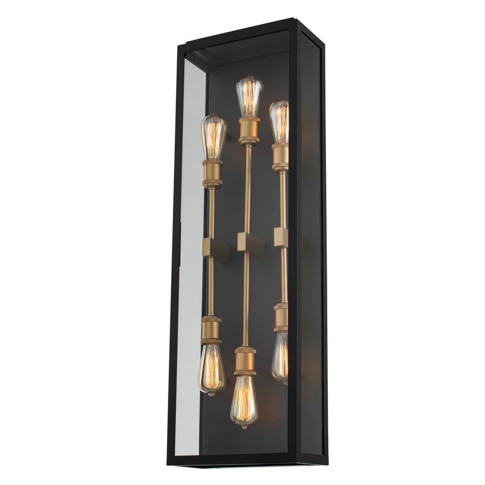 Kalco Lighting Ashland 38-in 6 Light Black W/ Sanded Gold Outdoor Wall Sconce