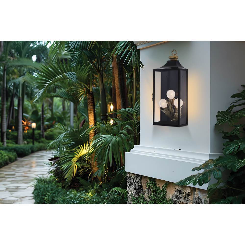Kalco Lighting 410221MB Matte Black Marge 27-in 3 Light Socket Matte Black Outdoor Wall Sconce Image 2