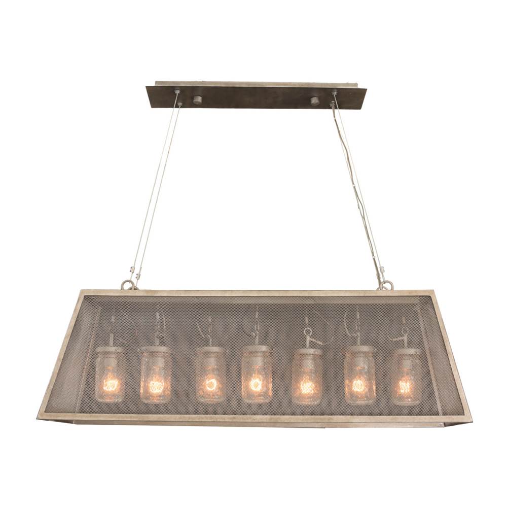Kalco Lighting Highland 44-in 7 Light Socket Country Iron Linear Pendant