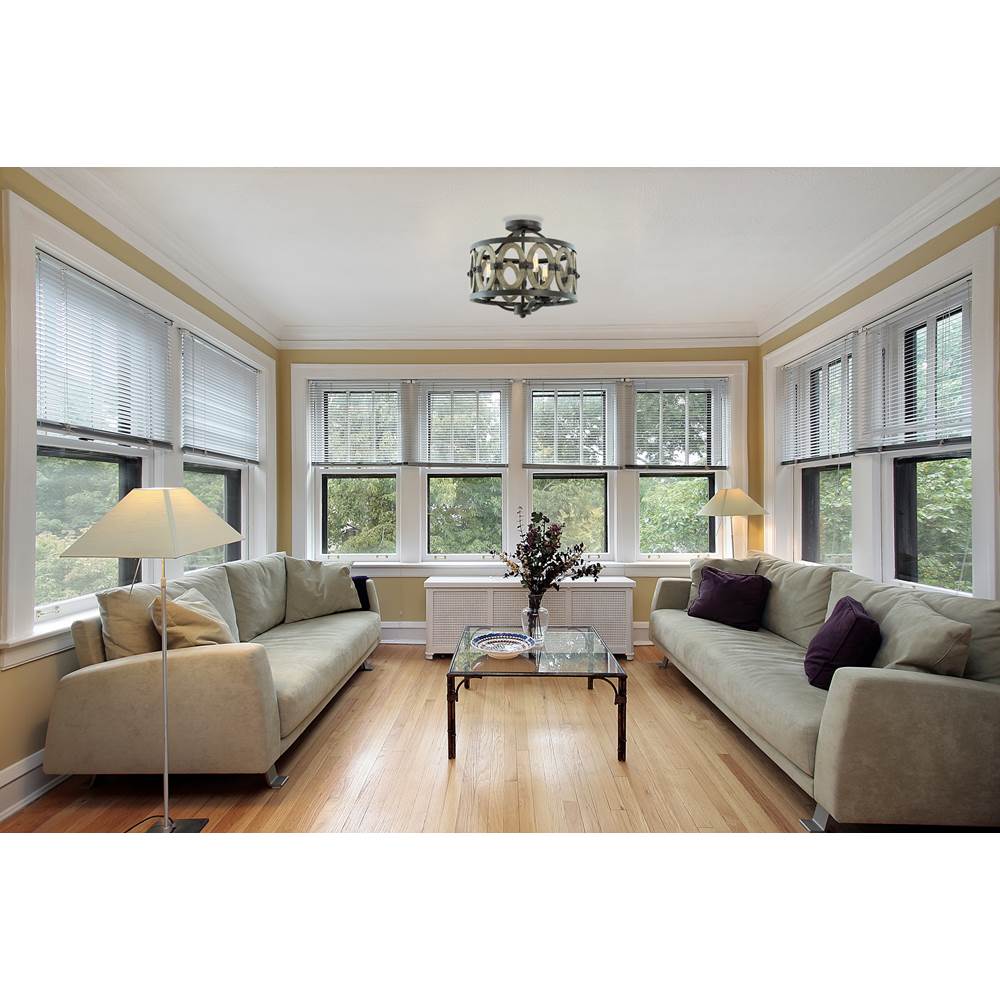 Kalco Lighting Belmont 16.5-in 3 Light Socket Florence Gold Flush Mount
