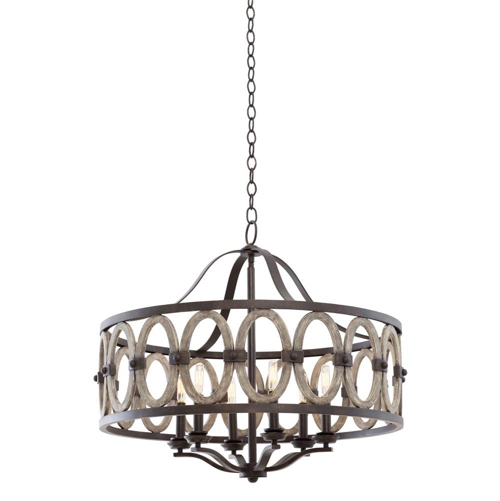 Kalco Lighting Belmont 28.5-in 6 Light Socket Florence Gold Chandelier