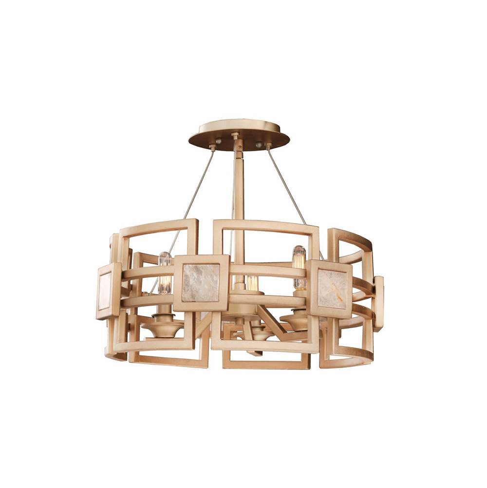 Kalco Lighting Metropolis 17-in 3 Light Socket Modern Gold Semi-flush Mount