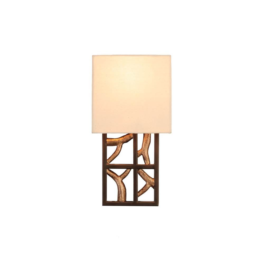 Kalco Lighting Hudson 13-in 1 Light Socket Antique Bronze W/ Antique Gold Wall Sconce