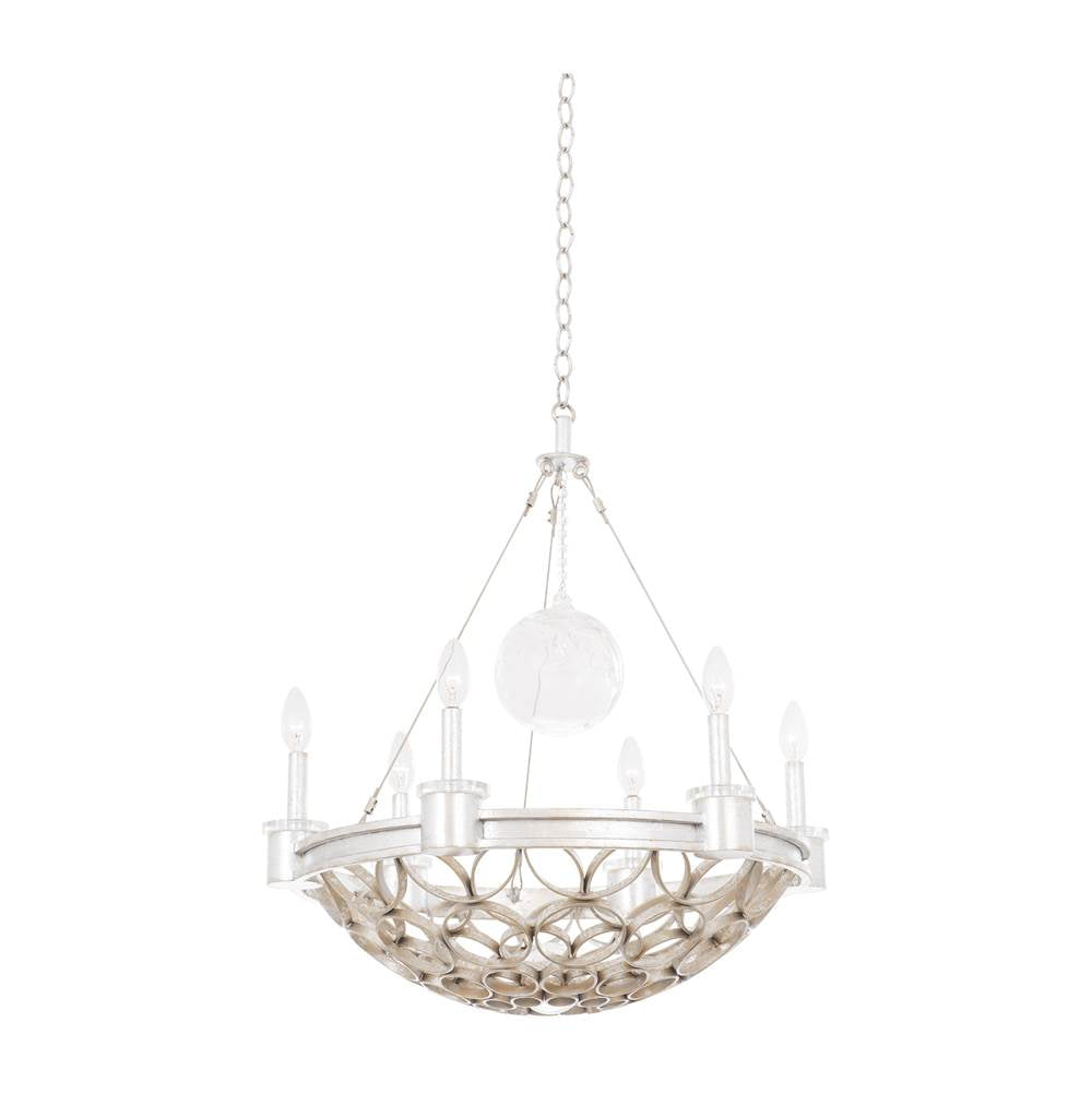 Kalco Lighting Loveland 24-in 6 Light Socket Gold Silver Leaf Chandelier