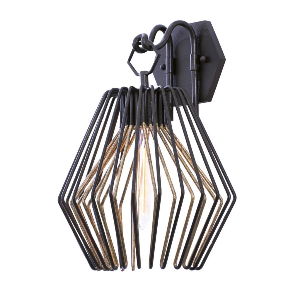 Kalco Lighting Metro I Metro I 10-in 1 Light Socket Antique Bronze W/ Antique Gold Wall Sconce