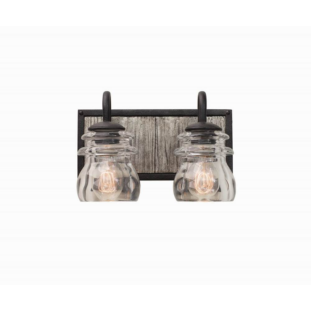Kalco Lighting Bainbridge 12-in 2 Light Socket Black Iron Bath Wall Sconce