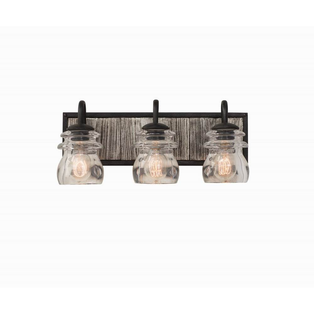 Kalco Lighting 504633BI Black Iron Bainbridge 19-in 3 Light Socket Black Iron Vanity Light Image 1