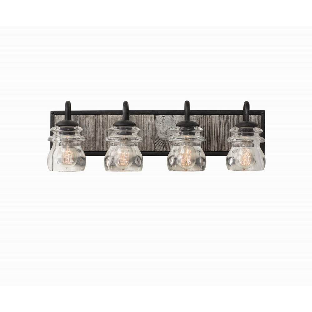 Kalco Lighting Bainbridge 26-in 4 Light Socket Black Iron Vanity Light