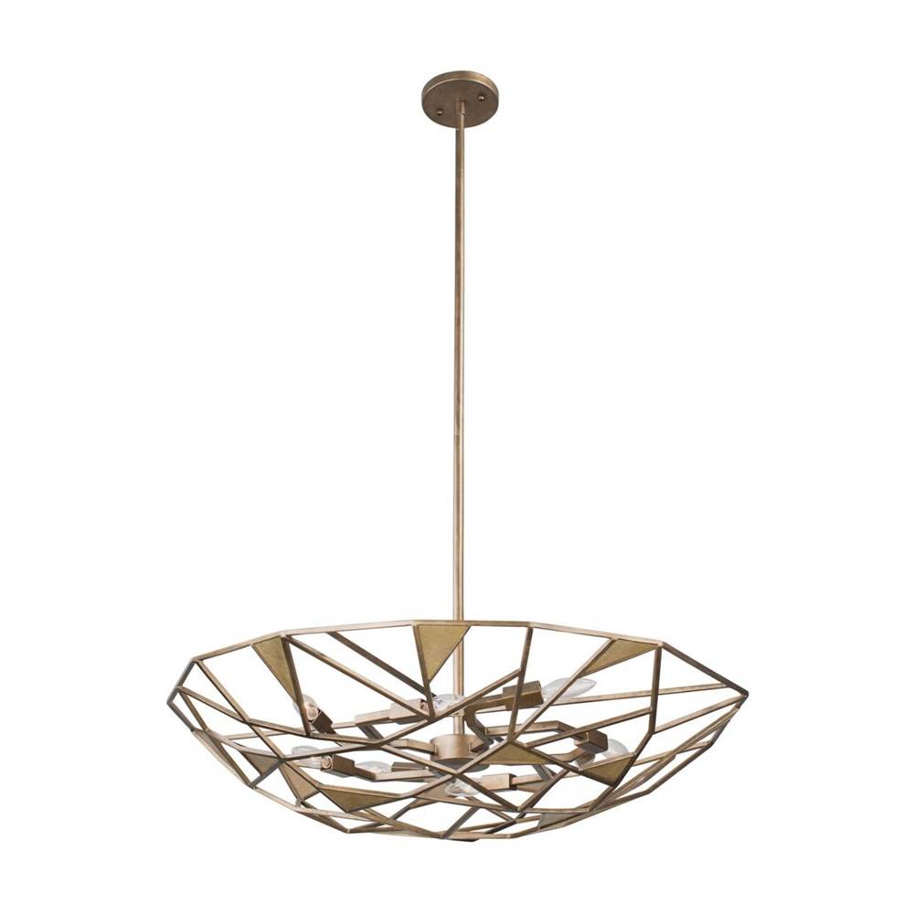 Kalco Lighting Esmeralda 26-in 6 Light Socket Pearlized Antique Brass Semi-flush Mount