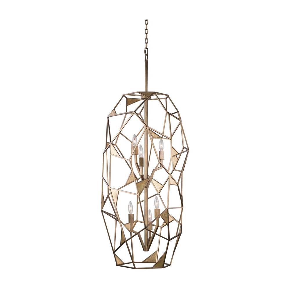 Kalco Lighting Esmeralda 20-in 6 Light Socket Pearlized Antique Brass Chandelier