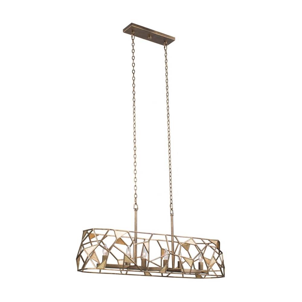 Kalco Lighting Esmeralda 42-in 6 Light Socket Pearlized Antique Brass Linear Pendant