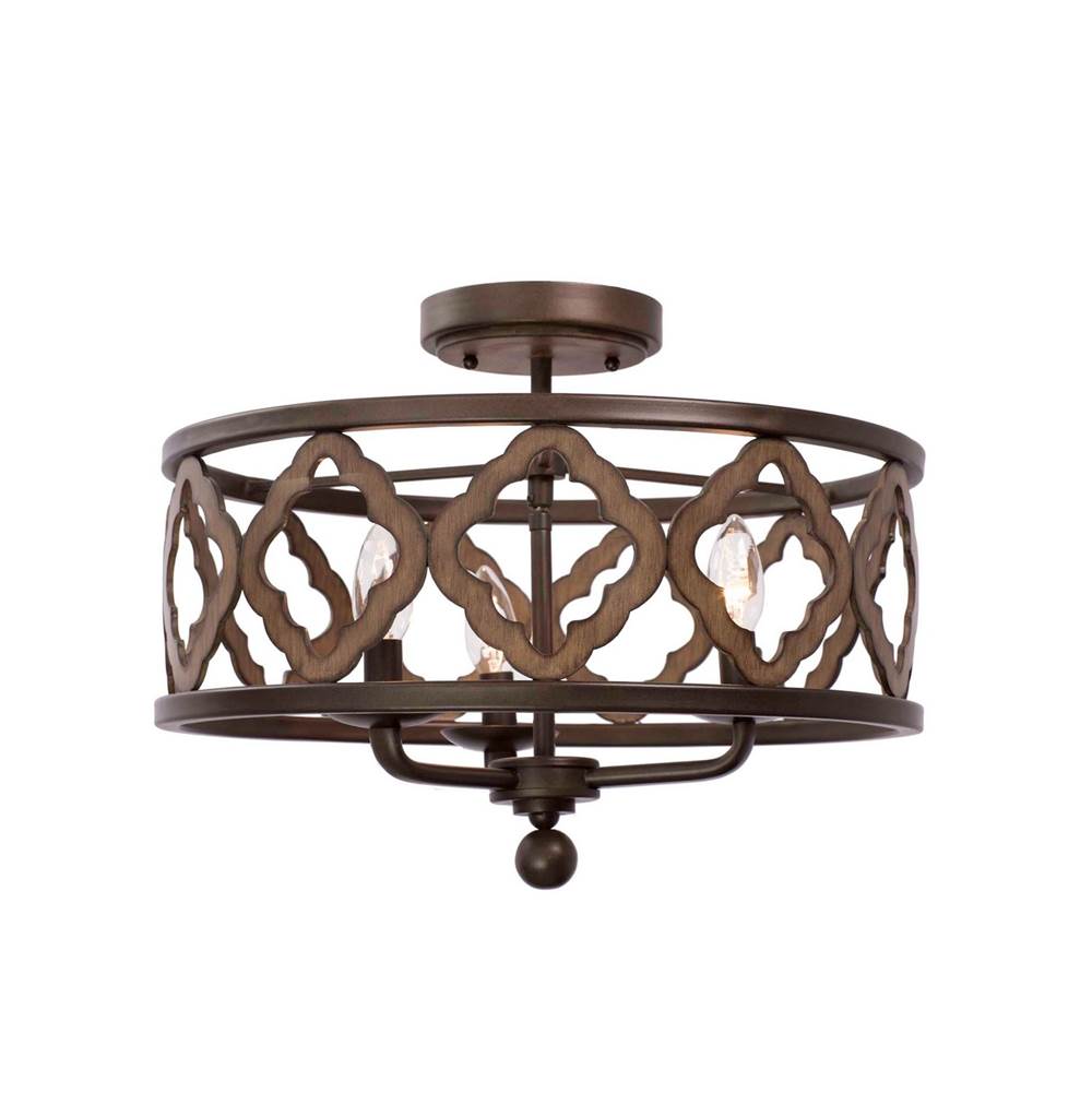 Kalco Lighting Whittaker 18-in 3 Light Socket Brownstone Semi-flush Mount
