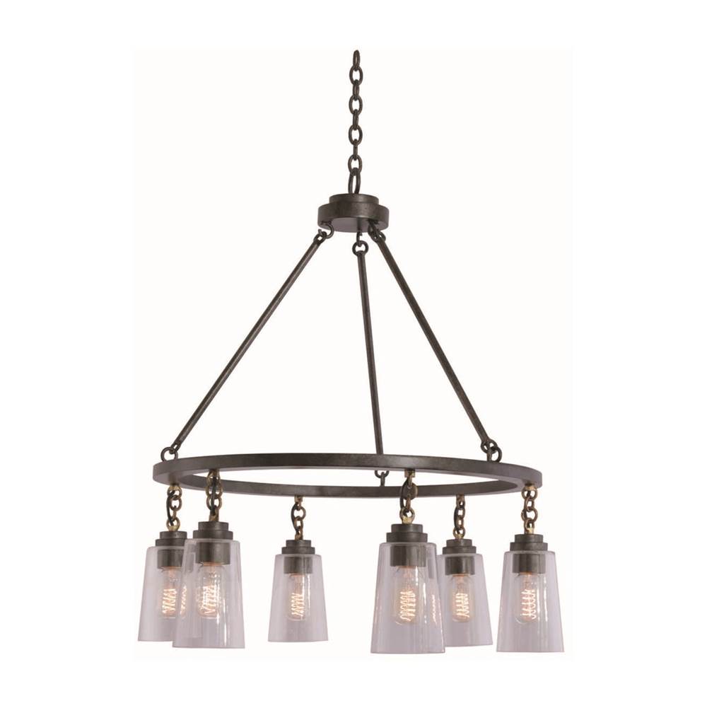 Kalco Lighting Dillon 30-in 6 Light Socket Milled Iron Chandelier