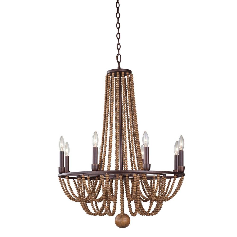 Kalco Lighting 505271RM Royal Mahogany Beechwood 26-in 8 Light Socket Royal Mahogany Chandelier Image 1