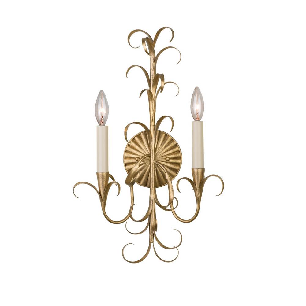 Kalco Lighting Ainsley 20-in 2 Light Socket Oxidized Gold Leaf Wall Sconce