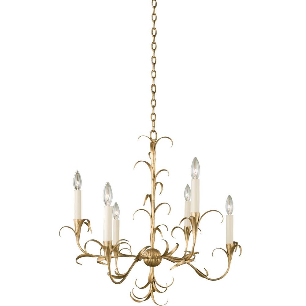 Kalco Lighting Ainsley 26-in 6 Light Socket Oxidized Gold Leaf Chandelier