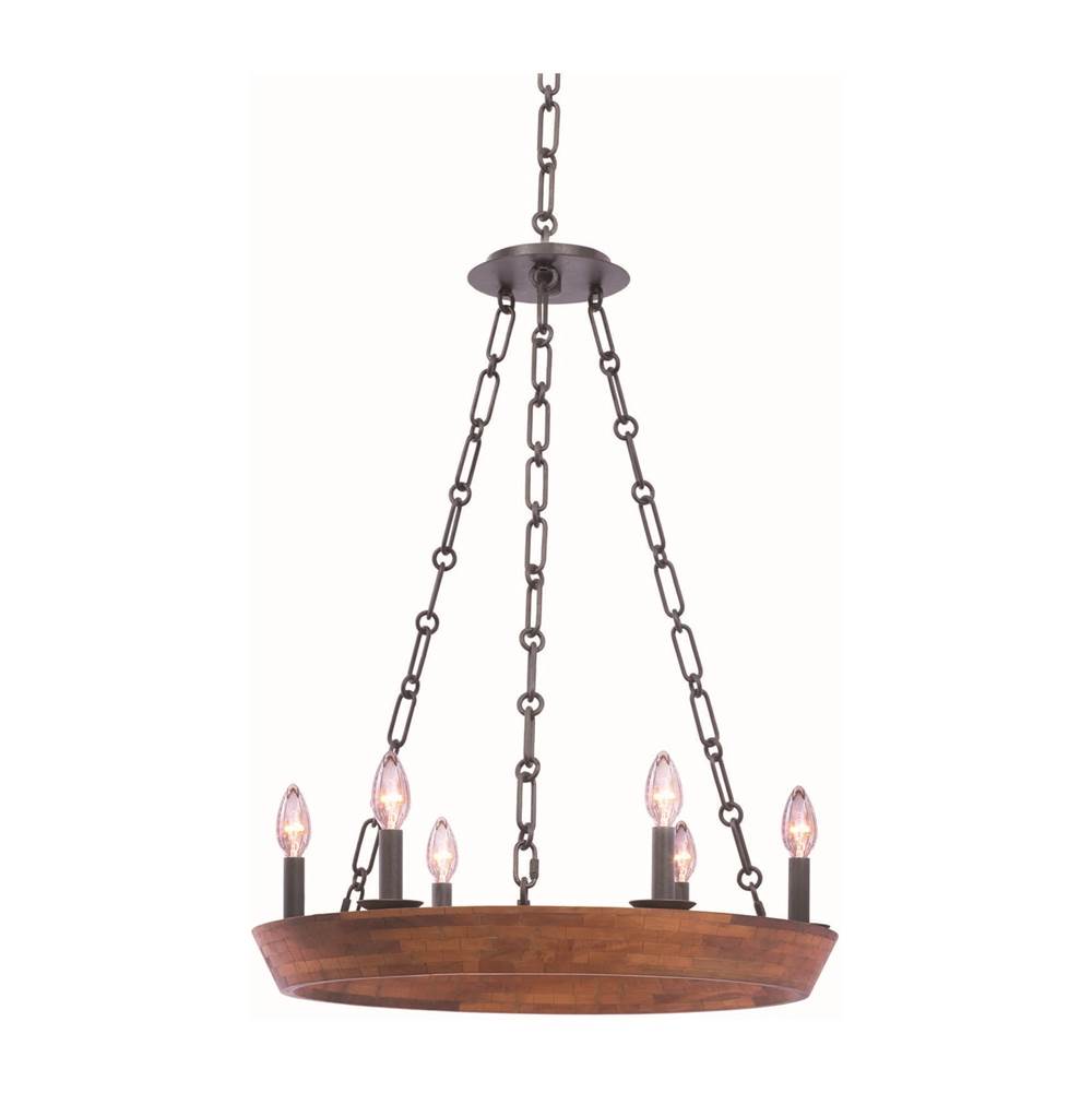 Kalco Lighting Lansdale 23-in 6 Light Socket Black Iron Pendant