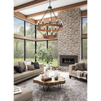 Kalco Lighting Lansdale 42-in 18 Light Socket Black Iron Tiered Chandelier