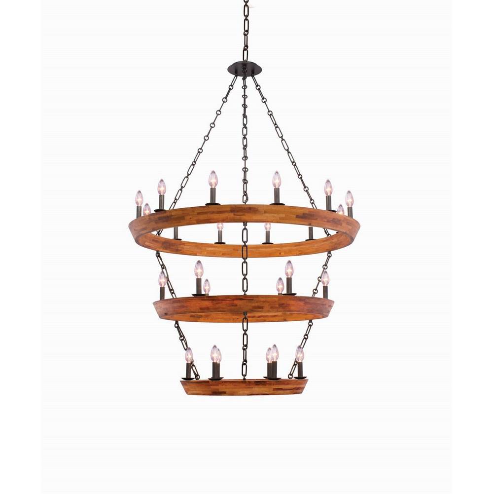 Kalco Lighting Lansdale 42-in 24 Light Socket Black Iron Tiered Chandelier