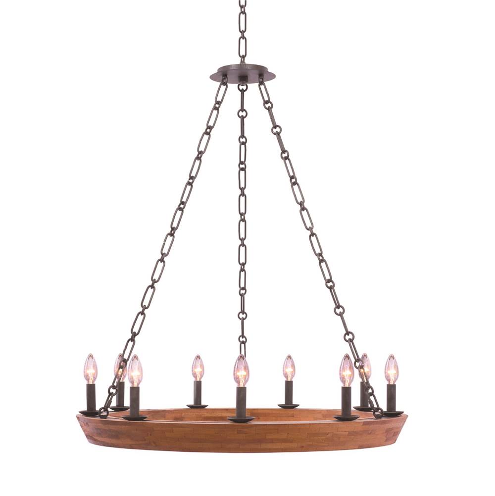 Kalco Lighting Lansdale 33-in 9 Light Socket Black Iron Chandelier
