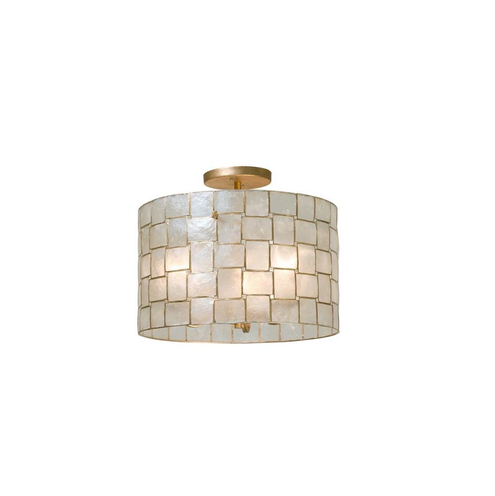 Kalco Lighting Roxy 17-in 3 Light Socket Oxidized Gold Leaf Semi-flush Mount